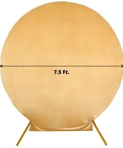HIER_3110 7.5ft Champagne Soft Velvet Round Backdrop Stand Cover, Fitted Wedding Arch Cover - 2-Sided 14 HIER_3110 7.5ft Champagne Soft Velvet Round Backdrop Stand Cover, Fitted Wedding Arch Cover - 2-Sided