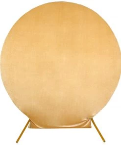 HIER_3110 7.5ft Champagne Soft Velvet Round Backdrop Stand Cover, Fitted Wedding Arch Cover - 2-Sided 23 HIER_3110 7.5ft Champagne Soft Velvet Round Backdrop Stand Cover, Fitted Wedding Arch Cover - 2-Sided