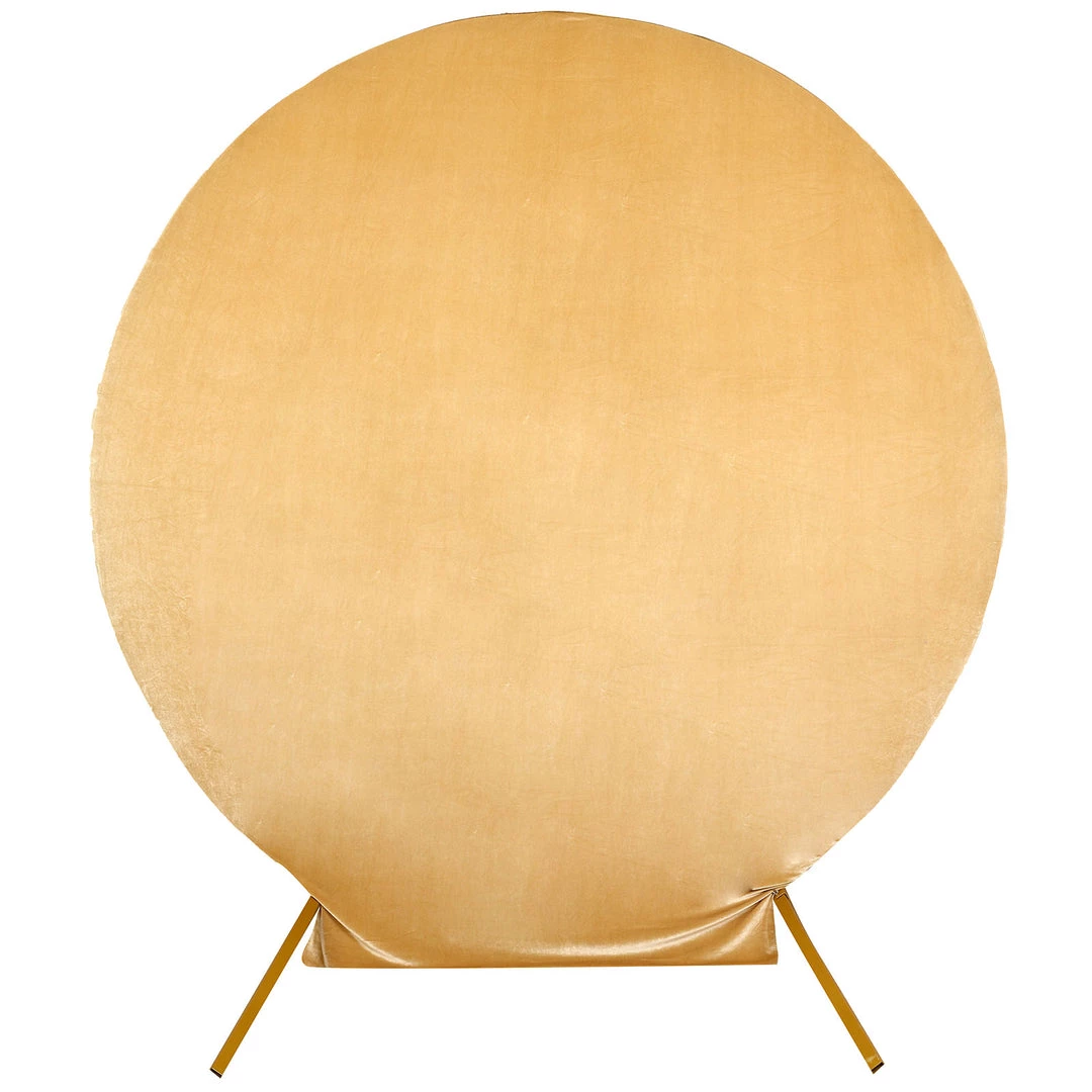 HIER_3110 7.5ft Champagne Soft Velvet Round Backdrop Stand Cover, Fitted Wedding Arch Cover - 2-Sided 12 HIER_3110 7.5ft Champagne Soft Velvet Round Backdrop Stand Cover, Fitted Wedding Arch Cover - 2-Sided