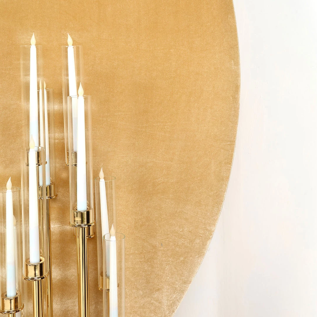 HIER_3110 7.5ft Champagne Soft Velvet Round Backdrop Stand Cover, Fitted Wedding Arch Cover - 2-Sided 9 HIER_3110 7.5ft Champagne Soft Velvet Round Backdrop Stand Cover, Fitted Wedding Arch Cover - 2-Sided