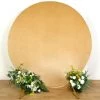 HIER_3110 7.5ft Champagne Soft Velvet Round Backdrop Stand Cover, Fitted Wedding Arch Cover - 2-Sided
