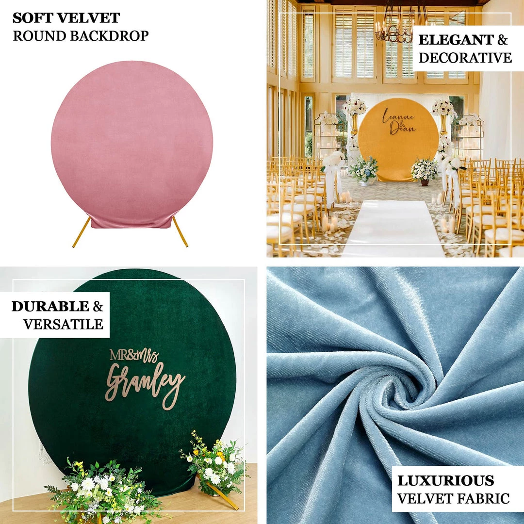 HIER_3110 7.5ft Champagne Soft Velvet Round Backdrop Stand Cover, Fitted Wedding Arch Cover - 2-Sided 4 HIER_3110 7.5ft Champagne Soft Velvet Round Backdrop Stand Cover, Fitted Wedding Arch Cover - 2-Sided