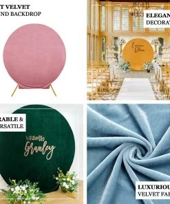 HIER_3110 7.5ft Hunter Emerald Green Soft Velvet Round Backdrop Stand Cover, Fitted Wedding Arch Cover - 2-Sided Backdrop Panels 15 HIER_3110 7.5ft Hunter Emerald Green Soft Velvet Round Backdrop Stand Cover, Fitted Wedding Arch Cover - 2-Sided Backdrop Panels