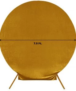 HIER_3110 7.5ft Metallic Gold Soft Velvet Round Backdrop Stand Cover, Fitted Wedding Arch Cover - 2-Sided Backdrop Panels 14 HIER_3110 7.5ft Metallic Gold Soft Velvet Round Backdrop Stand Cover, Fitted Wedding Arch Cover - 2-Sided Backdrop Panels