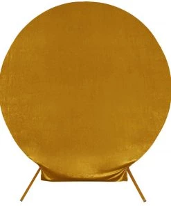 HIER_3110 7.5ft Metallic Gold Soft Velvet Round Backdrop Stand Cover, Fitted Wedding Arch Cover - 2-Sided Backdrop Panels 23 HIER_3110 7.5ft Metallic Gold Soft Velvet Round Backdrop Stand Cover, Fitted Wedding Arch Cover - 2-Sided Backdrop Panels