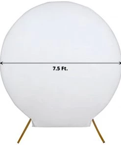 HIER_3110 7.5ft White Soft Velvet Round Backdrop Stand Cover, Fitted Wedding Arch Cover - 2-Sided Backdrop Panels 14 HIER_3110 7.5ft White Soft Velvet Round Backdrop Stand Cover, Fitted Wedding Arch Cover - 2-Sided Backdrop Panels