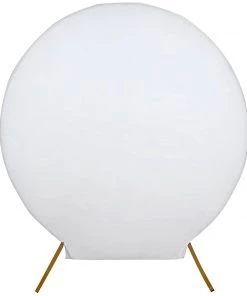 HIER_3110 7.5ft White Soft Velvet Round Backdrop Stand Cover, Fitted Wedding Arch Cover - 2-Sided Backdrop Panels 23 HIER_3110 7.5ft White Soft Velvet Round Backdrop Stand Cover, Fitted Wedding Arch Cover - 2-Sided Backdrop Panels