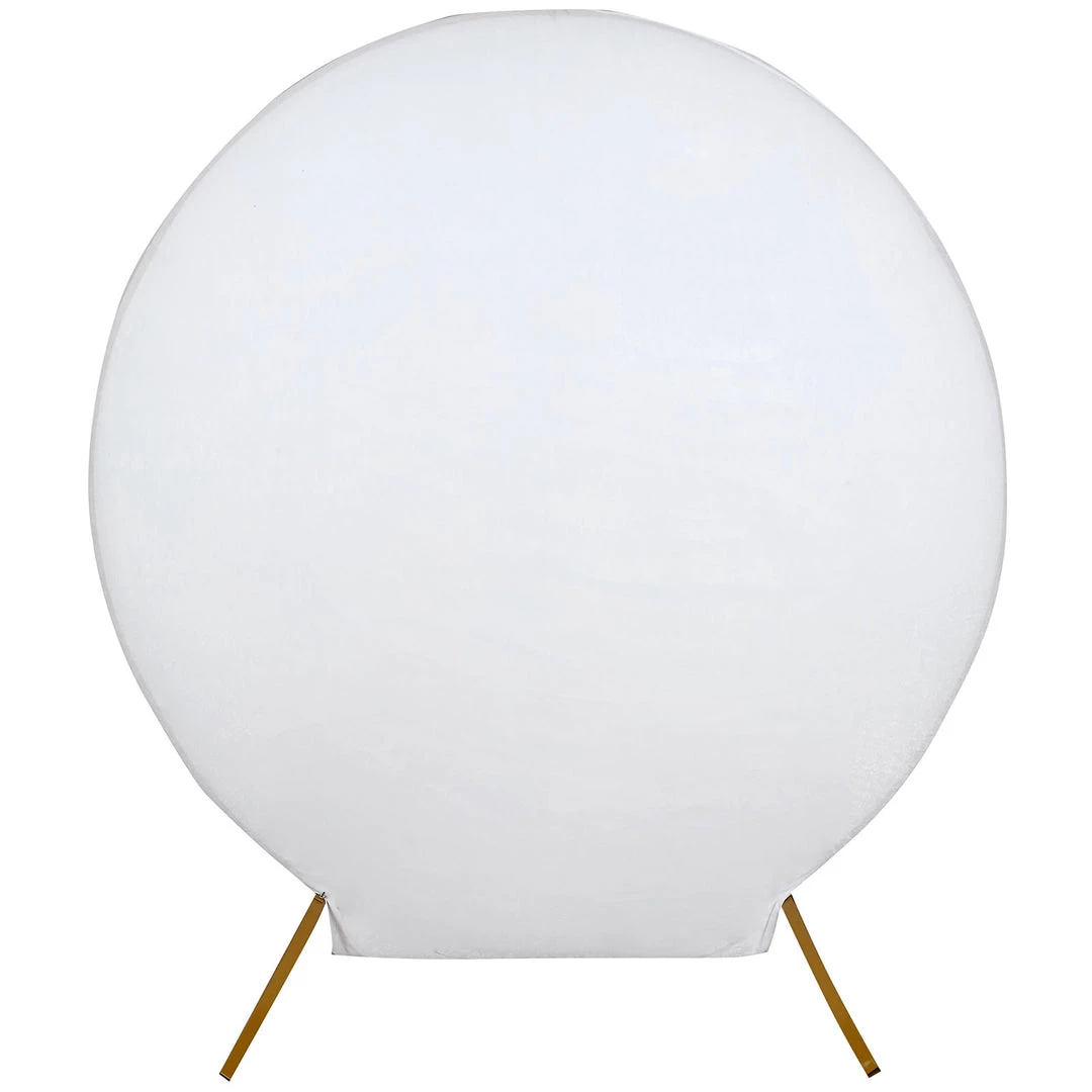 HIER_3110 7.5ft White Soft Velvet Round Backdrop Stand Cover, Fitted Wedding Arch Cover - 2-Sided Backdrop Panels 12 HIER_3110 7.5ft White Soft Velvet Round Backdrop Stand Cover, Fitted Wedding Arch Cover - 2-Sided Backdrop Panels