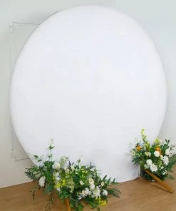 HIER_3110 7.5ft White Soft Velvet Round Backdrop Stand Cover, Fitted Wedding Arch Cover - 2-Sided Backdrop Panels 18 HIER_3110 7.5ft White Soft Velvet Round Backdrop Stand Cover, Fitted Wedding Arch Cover - 2-Sided Backdrop Panels