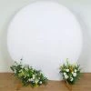 HIER_3110 7.5ft White Soft Velvet Round Backdrop Stand Cover, Fitted Wedding Arch Cover - 2-Sided Backdrop Panels