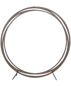 HIER_3630 Big Event Backdrops & Décor 8ft Natural Brown Wood DIY Round Wedding Arch Backdrop Stand, Rustic Photo Backdrop Stand