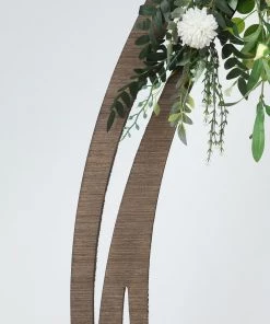 HIER_3630 Big Event Backdrops & Décor 8ft Natural Brown Wood DIY Round Wedding Arch Backdrop Stand, Rustic Photo Backdrop Stand