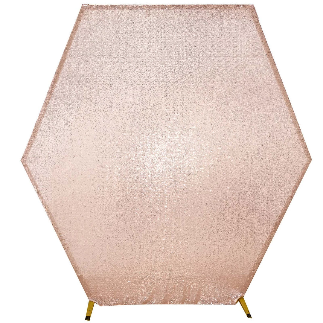 HIER_3110 Big Event Backdrops & Décor 8ftx7ft Blush/Rose Gold Sparkle Sequin Hexagon Wedding Arch Cover, Shiny Shimmer Backdrop Stand Cover - 2-Sided Custom Fit 11 HIER_3110 Big Event Backdrops & Décor 8ftx7ft Blush/Rose Gold Sparkle Sequin Hexagon Wedding Arch Cover, Shiny Shimmer Backdrop Stand Cover - 2-Sided Custom Fit