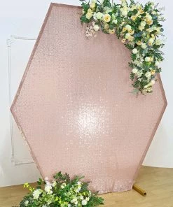 HIER_3110 Big Event Backdrops & Décor 8ftx7ft Blush/Rose Gold Sparkle Sequin Hexagon Wedding Arch Cover, Shiny Shimmer Backdrop Stand Cover - 2-Sided Custom Fit 15 HIER_3110 Big Event Backdrops & Décor 8ftx7ft Blush/Rose Gold Sparkle Sequin Hexagon Wedding Arch Cover, Shiny Shimmer Backdrop Stand Cover - 2-Sided Custom Fit
