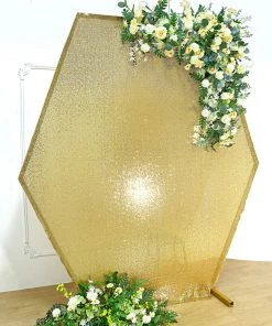 HIER_3110 Backdrop Panels 8ftx7ft Metallic Gold Sparkle Sequin Hexagon Wedding Arch Cover, Shiny Shimmer Backdrop Stand Cover - 2-Sided Custom Fit 15 HIER_3110 Backdrop Panels 8ftx7ft Metallic Gold Sparkle Sequin Hexagon Wedding Arch Cover, Shiny Shimmer Backdrop Stand Cover - 2-Sided Custom Fit