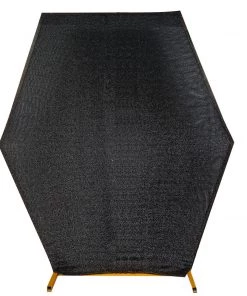 HIER_3110 8ftx7ft Shiny Black 2-Sided Spandex Fit Hexagon Wedding Backdrop Cover