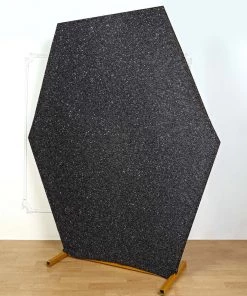 HIER_3110 8ftx7ft Shiny Black 2-Sided Spandex Fit Hexagon Wedding Backdrop Cover