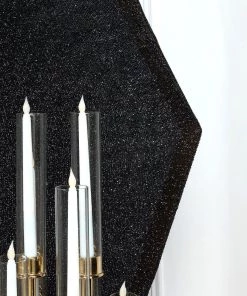 HIER_3110 8ftx7ft Shiny Black 2-Sided Spandex Fit Hexagon Wedding Backdrop Cover