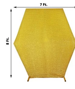 HIER_3110 Backdrop Panels 8ft Gold 2-Sided Shimmer Fitted Hexagon Wedding Backdrop Cover Metallic Glittered Spandex Hexagon Backdrop 13 HIER_3110 Backdrop Panels 8ft Gold 2-Sided Shimmer Fitted Hexagon Wedding Backdrop Cover Metallic Glittered Spandex Hexagon Backdrop
