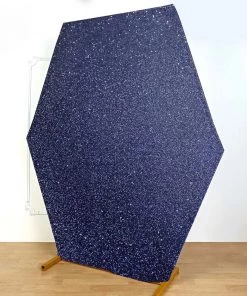 HIER_3110 8ftx7ft Navy Blue 2-Sided Spandex Fit Hexagon Wedding Backdrop Cover
