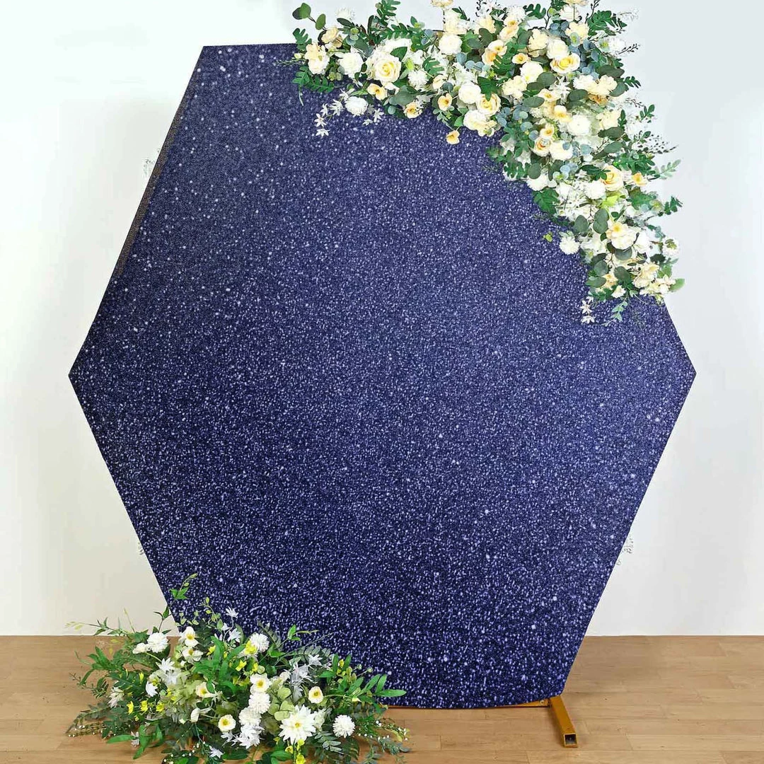 HIER_3110 8ftx7ft Navy Blue 2-Sided Spandex Fit Hexagon Wedding Backdrop Cover 1 HIER_3110 8ftx7ft Navy Blue 2-Sided Spandex Fit Hexagon Wedding Backdrop Cover