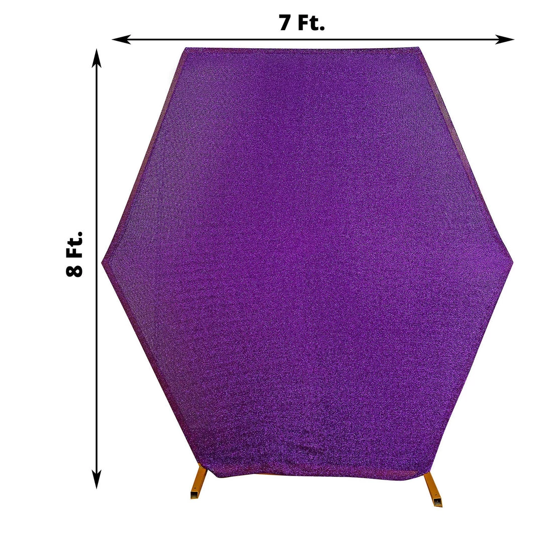 HIER_3110 8ftx7ft Shiny Purple 2-Side Spandex Fit Hexagon Wedding Backdrop Cover 3 HIER_3110 8ftx7ft Shiny Purple 2-Side Spandex Fit Hexagon Wedding Backdrop Cover