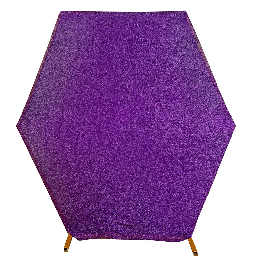 HIER_3110 8ftx7ft Shiny Purple 2-Side Spandex Fit Hexagon Wedding Backdrop Cover 11 HIER_3110 8ftx7ft Shiny Purple 2-Side Spandex Fit Hexagon Wedding Backdrop Cover