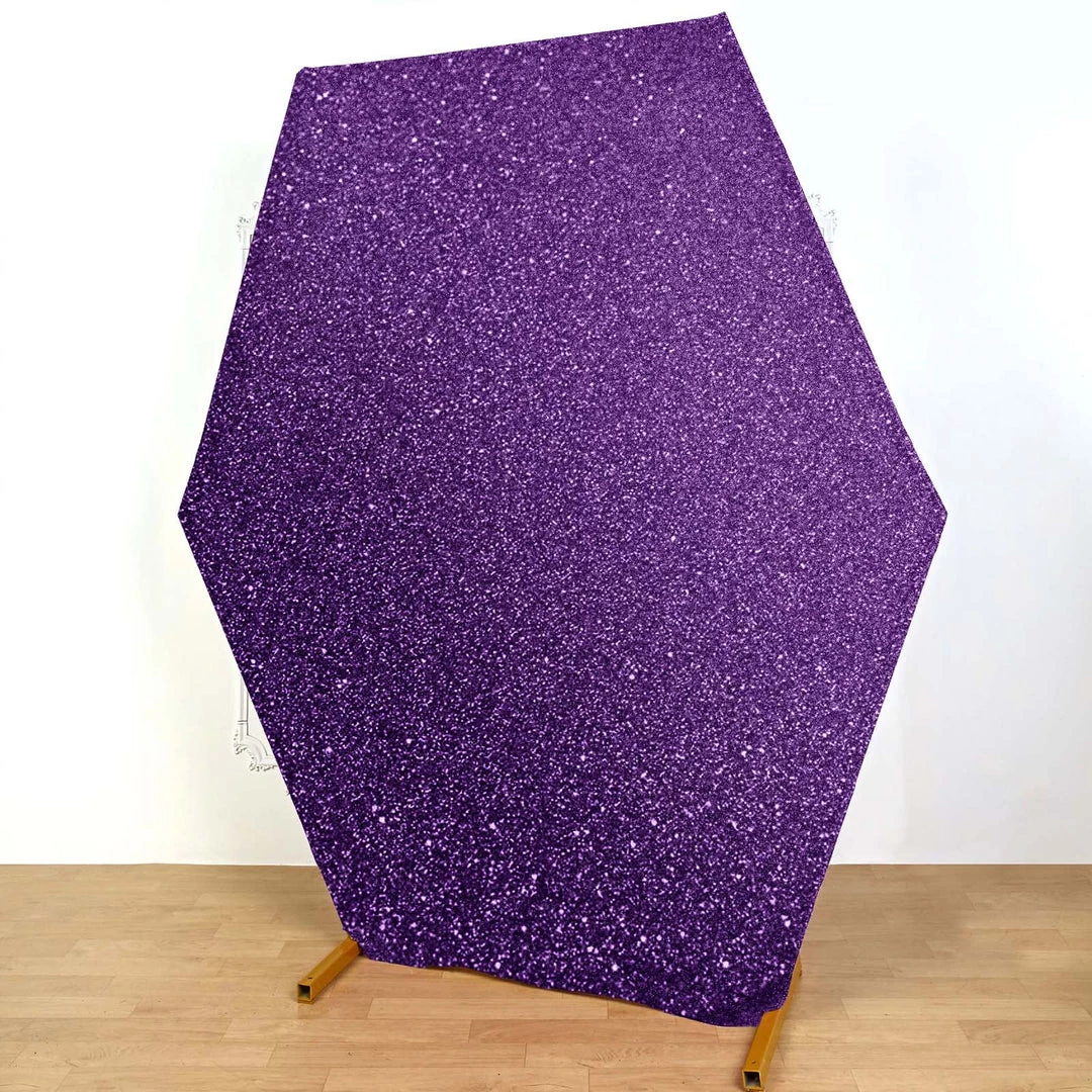 HIER_3110 8ftx7ft Shiny Purple 2-Side Spandex Fit Hexagon Wedding Backdrop Cover 2 HIER_3110 8ftx7ft Shiny Purple 2-Side Spandex Fit Hexagon Wedding Backdrop Cover