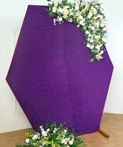HIER_3110 8ftx7ft Shiny Purple 2-Side Spandex Fit Hexagon Wedding Backdrop Cover 17 HIER_3110 8ftx7ft Shiny Purple 2-Side Spandex Fit Hexagon Wedding Backdrop Cover
