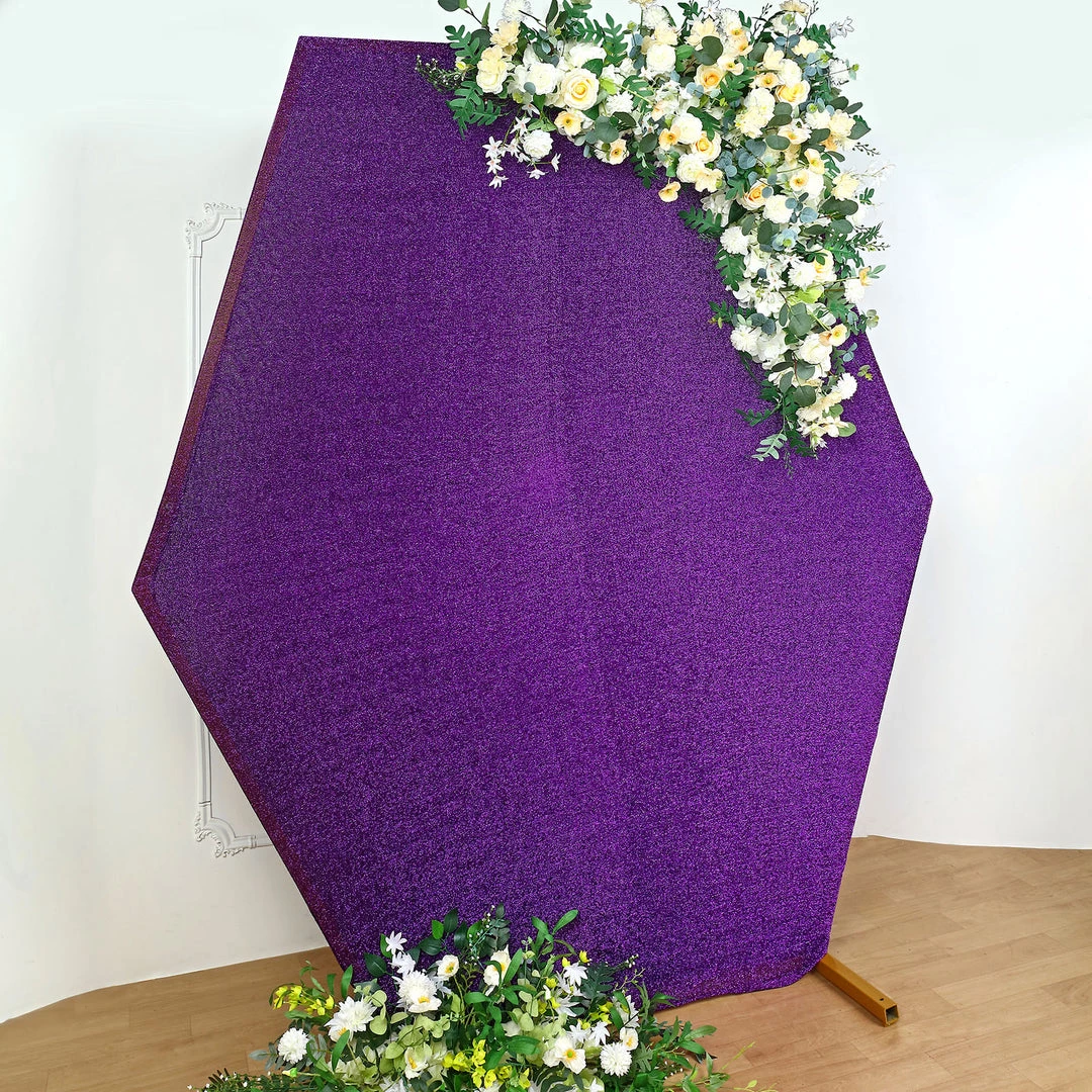 HIER_3110 8ftx7ft Shiny Purple 2-Side Spandex Fit Hexagon Wedding Backdrop Cover 7 HIER_3110 8ftx7ft Shiny Purple 2-Side Spandex Fit Hexagon Wedding Backdrop Cover