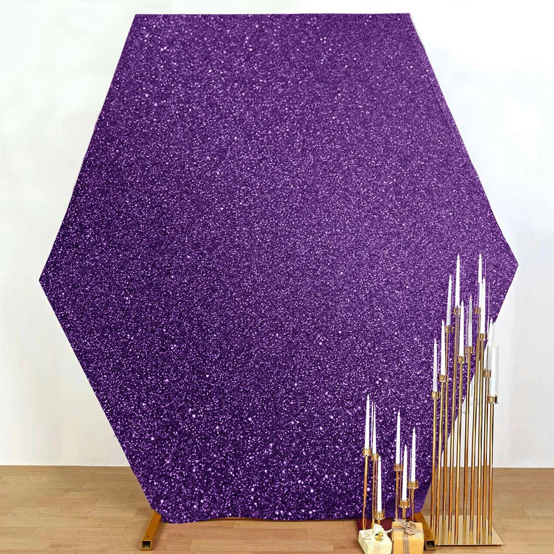 HIER_3110 8ftx7ft Shiny Purple 2-Side Spandex Fit Hexagon Wedding Backdrop Cover 4 HIER_3110 8ftx7ft Shiny Purple 2-Side Spandex Fit Hexagon Wedding Backdrop Cover