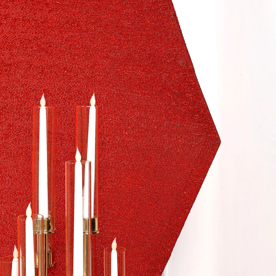 HIER_3110 Backdrop Panels 8ft Red 2-Sided Shimmer Fitted Hexagon Wedding Backdrop Cover Metallic Glittered Spandex Hexagon Backdrop 5 HIER_3110 Backdrop Panels 8ft Red 2-Sided Shimmer Fitted Hexagon Wedding Backdrop Cover Metallic Glittered Spandex Hexagon Backdrop