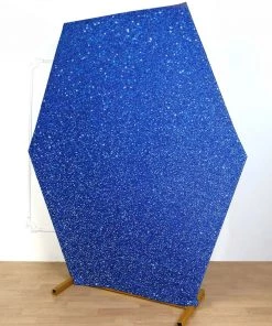 HIER_3110 Backdrop Panels 8ftx7ft Royal Blue 2-Sided Spandex Fit Hexagon Wedding Backdrop Cover
