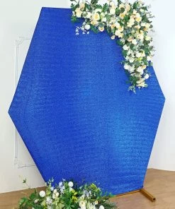 HIER_3110 Backdrop Panels 8ftx7ft Royal Blue 2-Sided Spandex Fit Hexagon Wedding Backdrop Cover