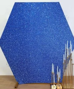 HIER_3110 Backdrop Panels 8ftx7ft Royal Blue 2-Sided Spandex Fit Hexagon Wedding Backdrop Cover