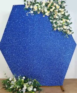 HIER_3110 Backdrop Panels 8ftx7ft Royal Blue 2-Sided Spandex Fit Hexagon Wedding Backdrop Cover