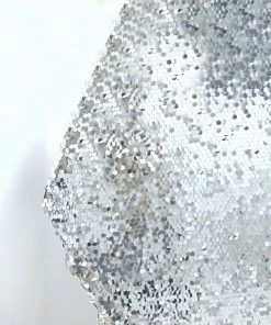 HIER_3110 Backdrop Panels 8ftx7ft Silver Big Payette Sparkle Sequin Hexagon Wedding Arch Cover, Shiny Shimmer Backdrop Stand Cover - 2-Sided Custom Fit