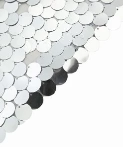 HIER_3110 Backdrop Panels 8ftx7ft Silver Big Payette Sparkle Sequin Hexagon Wedding Arch Cover, Shiny Shimmer Backdrop Stand Cover - 2-Sided Custom Fit