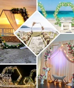 HIER_3630 Backdrop Stands & Ceiling Kits 8ft Heavy Duty Gold Metal Hexagonal Wedding Arch Photo Backdrop Stand
