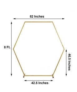 HIER_3630 Backdrop Stands & Ceiling Kits 8ft Heavy Duty Gold Metal Hexagonal Wedding Arch Photo Backdrop Stand