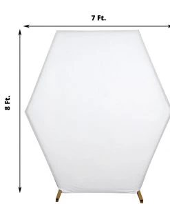 HIER_3110 Big Event Backdrops & Décor 8ftx7ft White 2-Sided Spandex Fit Hexagon Wedding Arch Backdrop Cover