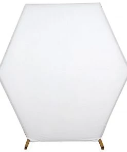 HIER_3110 Big Event Backdrops & Décor 8ftx7ft White 2-Sided Spandex Fit Hexagon Wedding Arch Backdrop Cover