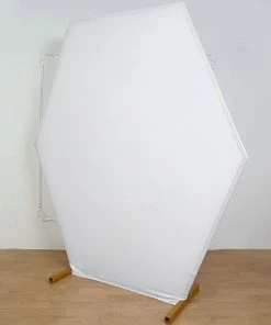 HIER_3110 Big Event Backdrops & Décor 8ftx7ft White 2-Sided Spandex Fit Hexagon Wedding Arch Backdrop Cover