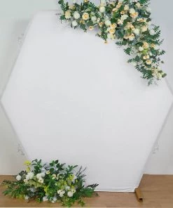HIER_3110 Big Event Backdrops & Décor 8ftx7ft White 2-Sided Spandex Fit Hexagon Wedding Arch Backdrop Cover
