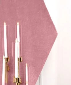 HIER_3110 8ftx7ft Dusty Rose Soft Velvet Hexagon Backdrop Stand Cover, Fitted Wedding Arch Cover - 2-Sided