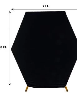 HIER_3110 8ftx7ft Black Soft Velvet Hexagon Backdrop Stand Cover, Fitted Wedding Arch Cover - 2-Sided 14 HIER_3110 8ftx7ft Black Soft Velvet Hexagon Backdrop Stand Cover, Fitted Wedding Arch Cover - 2-Sided