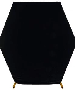HIER_3110 8ftx7ft Black Soft Velvet Hexagon Backdrop Stand Cover, Fitted Wedding Arch Cover - 2-Sided 23 HIER_3110 8ftx7ft Black Soft Velvet Hexagon Backdrop Stand Cover, Fitted Wedding Arch Cover - 2-Sided