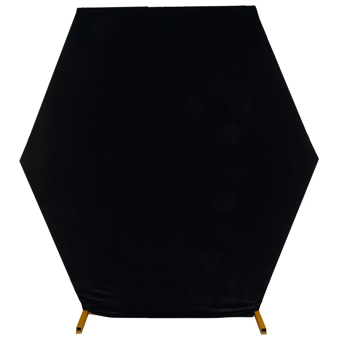 HIER_3110 8ftx7ft Black Soft Velvet Hexagon Backdrop Stand Cover, Fitted Wedding Arch Cover - 2-Sided 12 HIER_3110 8ftx7ft Black Soft Velvet Hexagon Backdrop Stand Cover, Fitted Wedding Arch Cover - 2-Sided