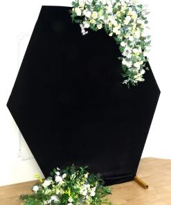 HIER_3110 8ftx7ft Black Soft Velvet Hexagon Backdrop Stand Cover, Fitted Wedding Arch Cover - 2-Sided 18 HIER_3110 8ftx7ft Black Soft Velvet Hexagon Backdrop Stand Cover, Fitted Wedding Arch Cover - 2-Sided