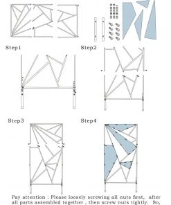 HIER_3630 6ft Tall Gold Metal Geometric Wedding Backdrop Rectangle Floor Stand, Flower Stand Doorway Wall Prop With Cloudy Film Insert